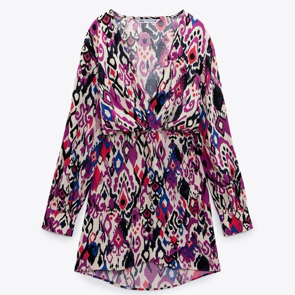 Zara printed crossed mini dress size XS - Picture 1 of 5